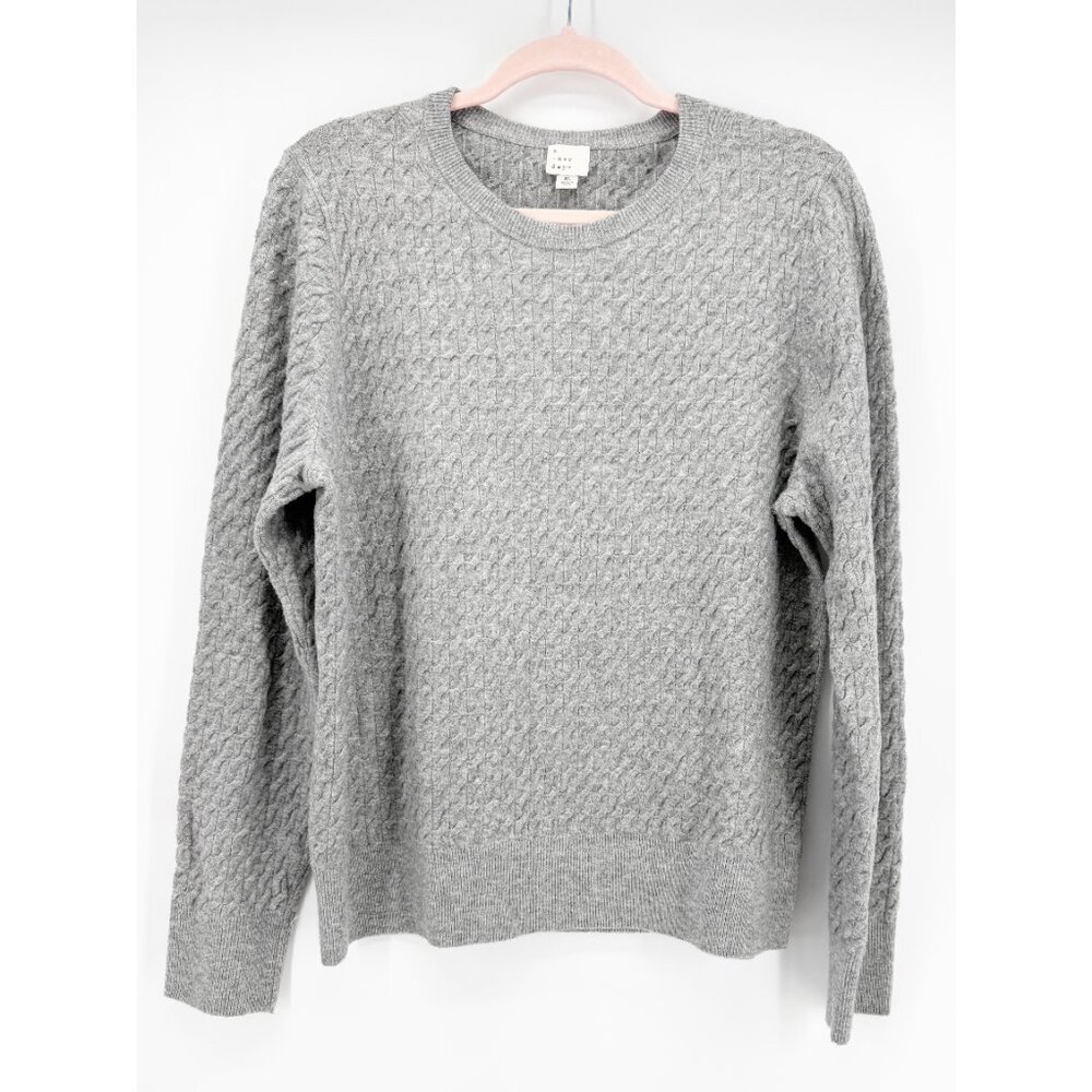 A New Day Women's Crewneck Cable-knit Pullover Sweater Gray Size XL - Picture 2 of 8